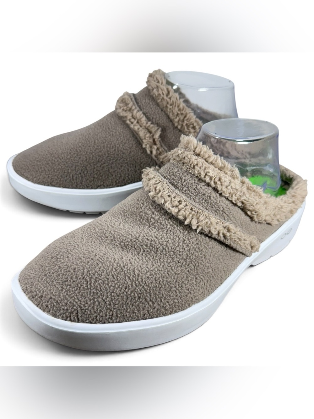Oofos Oocoozie Tan Sherpa Recovery Mule Shoes Slippers Women’s Size 11
